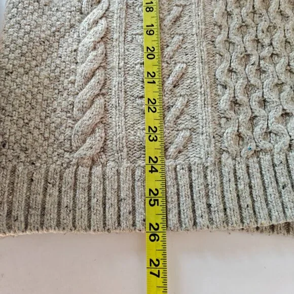 ABERCROMBIE & FITCH Hooded Cable-knit Wool-blend Sweater Oatmeal Preppy Size XL - Picture 9 of 10